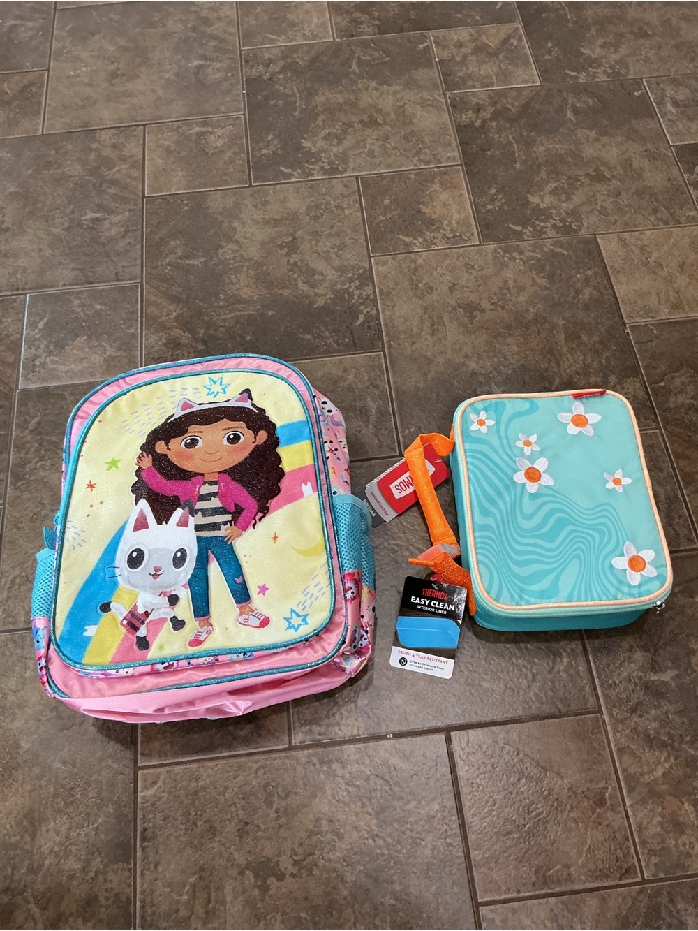 Kids Gabby’s Dollhouse Backpack and Thermos Lunch Bag Set - Teal & orange